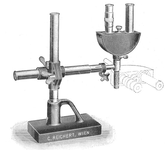 reichert wien, no.769, patent. multifunctional binocular stereo head