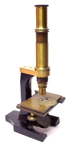 J. Grunow, New York. Small microscope with spiral tube focusing