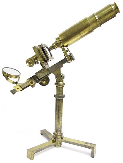 A Most Improved type microscope with advanced features. An early achromatic (and non-achromatic) transitional microscope, c. 1830