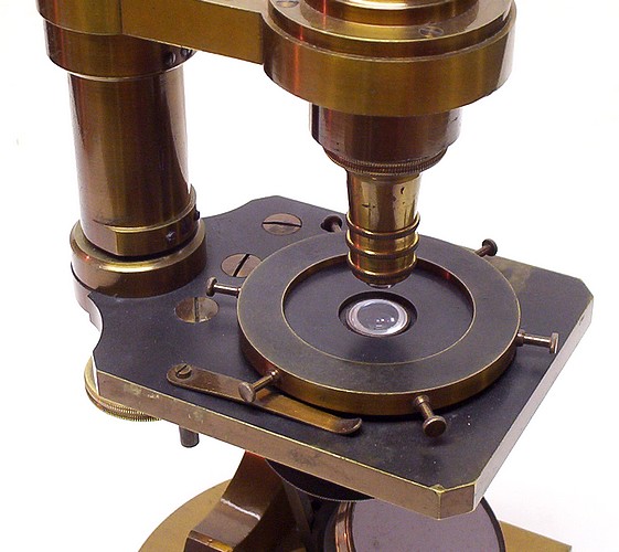 Carl Zeiss Jena 1351 / 2259. c. 1874. Stativ I. Microscope with polarizing attachments including a rotating stage