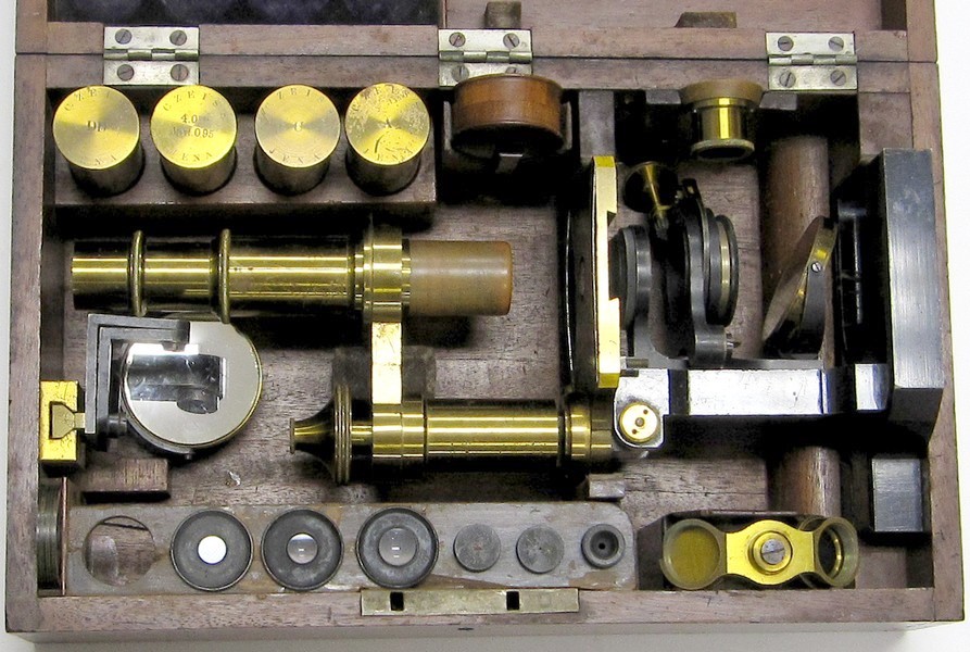 c. zeiss, jena 4969. microscope model va, c. 1880. in storage case.