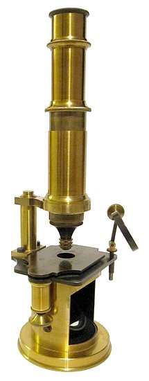 French Drum Microscope with stage fine focus, c. 1850