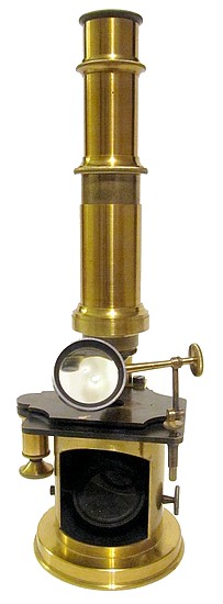 French Drum Microscope with stage fine focus, c. 1850