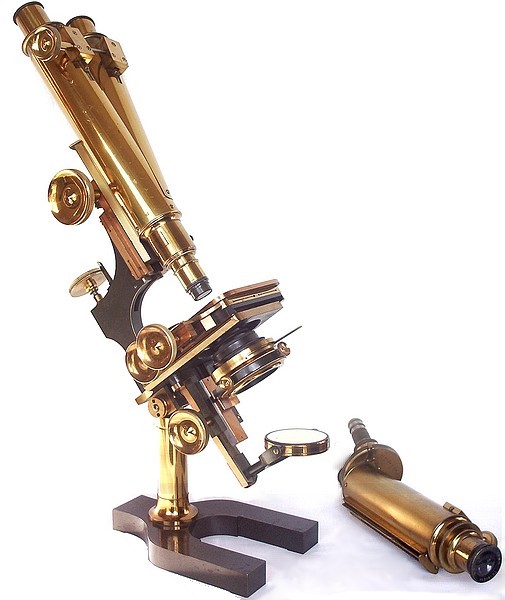 W. Watson & Sons, 313 High Holborn, London #3925. The Royal Van Heurck model with binocular and monocular tubes and continental base. c.1897