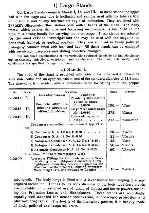1913 catalog Large Zeiss microscopes